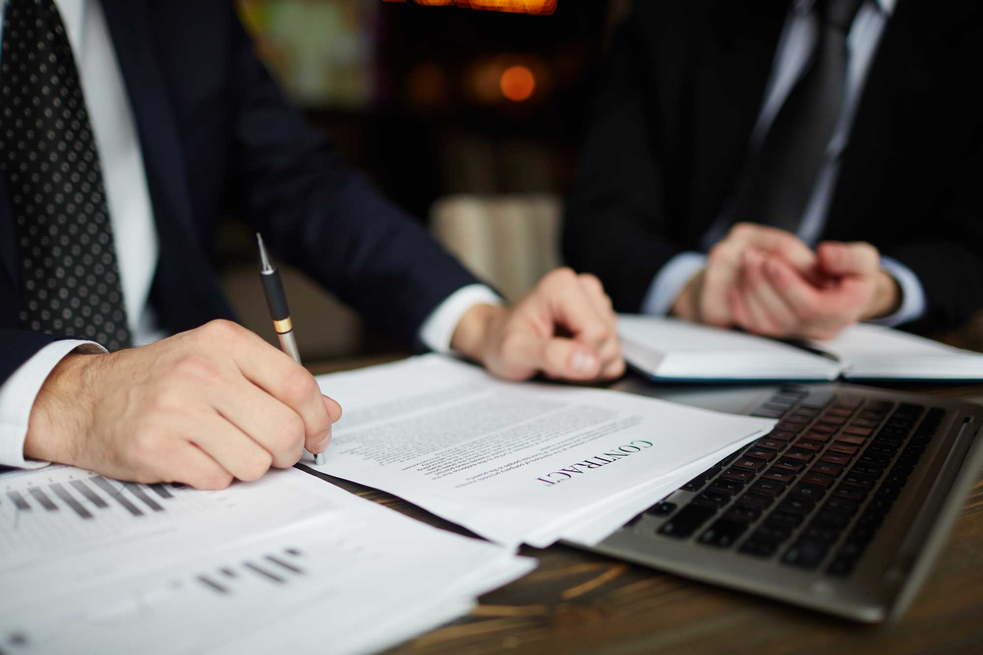 businessman reading contract closeup